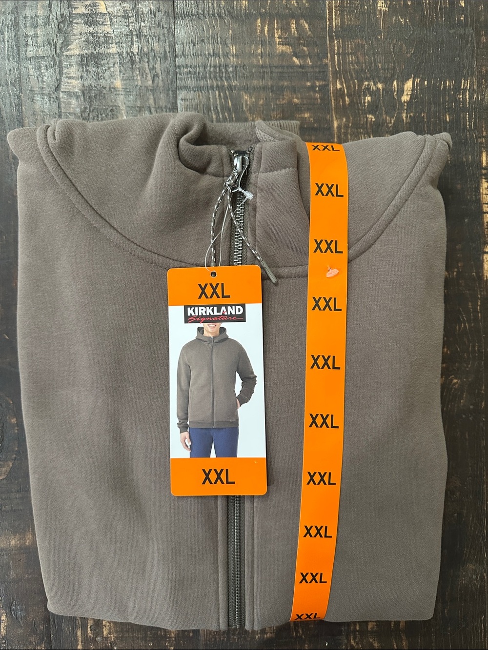 Kirkland Signature Men's Full-Zip Hoodie Sweater in Brown (XXL)